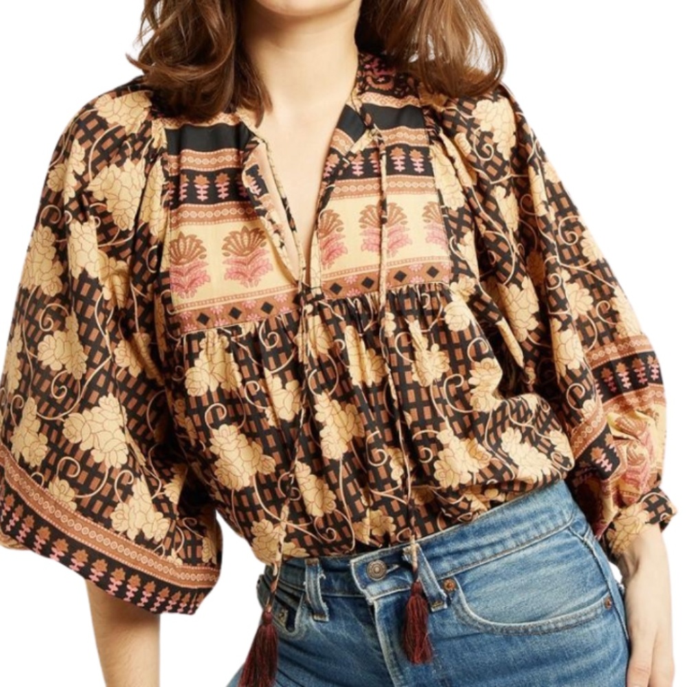 Mille Charlie Top in Nouveau Trellis, Size S but runs very large, EUC